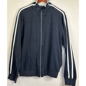 Bossini Women's Blue White Arm Stripe Full Zip Track 100% Cotton Jacket Size XXL